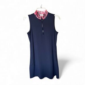 Tommy Bahama Golf Mood Indigo Sleeveless Mock Zip Neck Athletic Dress Size Small